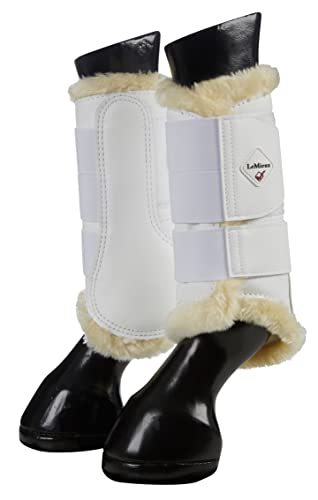 LeMieux Fleece Lined Brushing Horse Boots - Protective Gear and Training Equipment - Equine Boots, Wraps & Accessories (White/X-Large)