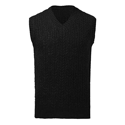 Mens Business V-Neck Knitted Sweater Vest Plain Sleeveless Pullover Knitwear Fall Casual Thermal Golf Sports Vest3