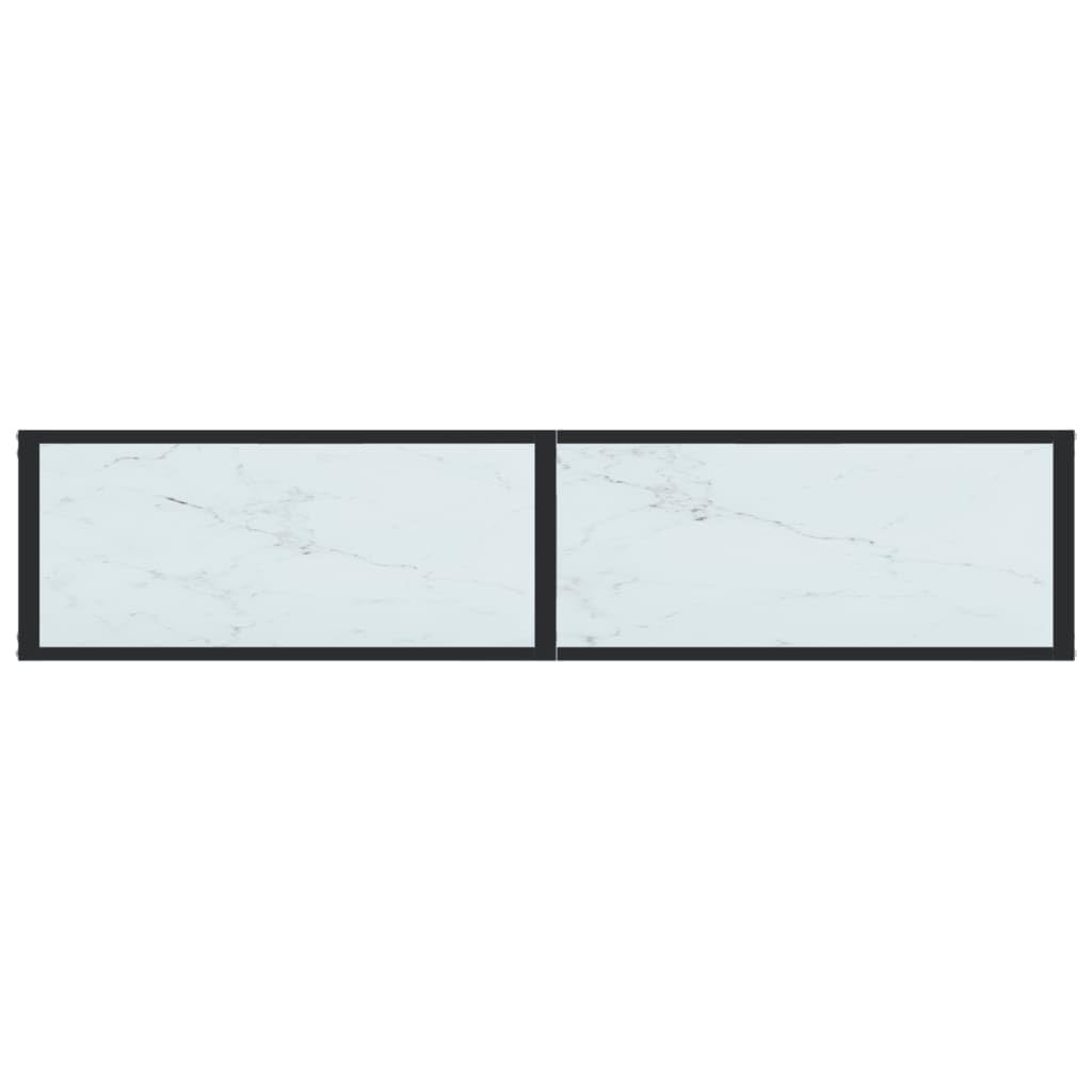 Konsolentisch Weiß Marmor-Optik 160x35x75,5 cm aus gehärtetem Glas und pulverbeschichtetem Stahl, Stabiler Beistelltisch mit reichlich Ablagefläche, pflegeleicht mit feuchtem Tuch