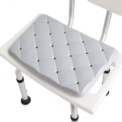 Waterproof Shower Cushion Seat Pad for Bath Bench Chair Bathtub or Walk-in Tub Non-Slip Foam Bath Seat with Drain Holes Tailbone Relief Support Padded Bench Cushion for Seniors Inside Shower
