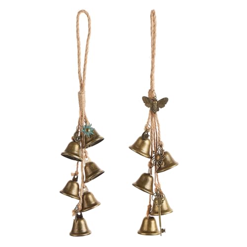 2 Pieces Witch Bells for Door Knob for Protection Handmade Decorative Door Hanging Bell Witch Wind Chimes for Boho Home Room Decor(Bees)
