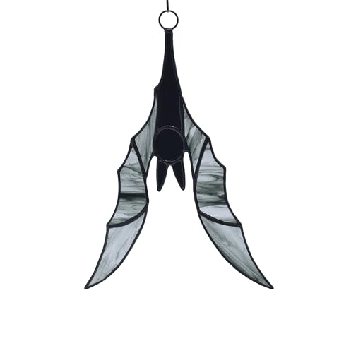 Velasyart Bat Stained Glass Window Hangings Suncathers Larger Halloween Bat Ornaments Spooky Home Decoration
