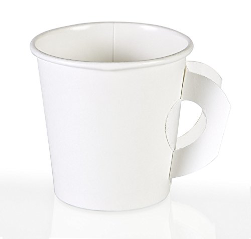 PERFECT 4 oz Paper Espresso Cups (50 ct) Bundled with Andaman Coaster – Mini Hot Disposable Cup for Coffee, Tea, Nespresso, Water, Shots, Wheat Grass, Sampling and also Cold Drinks – With Handle