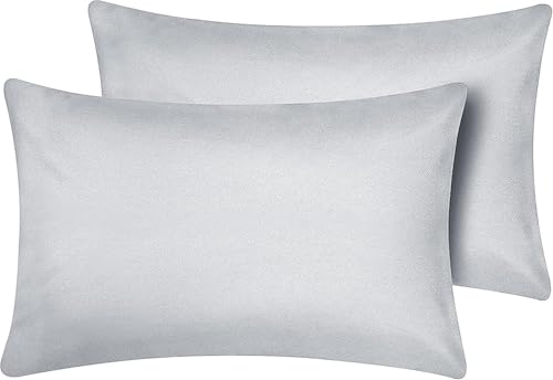 Hriksh Travel Pillow Case 12x18 Size Pack of 2 Pieces 100% Egyptian Cotton Zipper Closure 500 Thread Count Toddler Pillowcase Fits Up to 12x18, 12x16 or 11x15 Silver Grey