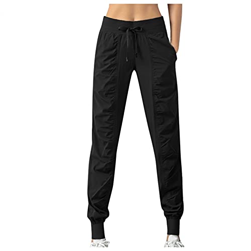 Esque Pantalones De CháNdal para Mujer Secado RáPido/Sueltos con CordóN EláStico/La Oficina/El Deporte/Ocio/Primavera Y OtoñO/De Bolsillo Casual Suelta EláStica RáPido Ropa/Negro/M