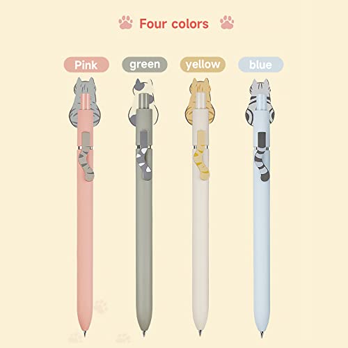 Image of UIXJODO Cat Pens, 8 Pcs 0.5mm Cute Kawaii Black Ink Fine Point Smooth Writing, High-End Series Cat's Tail Retractable for Journaling Note Taking