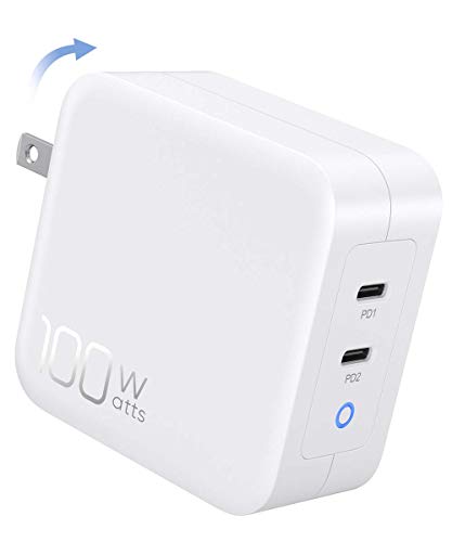 USB C Charger, JSAUX 100W Type-C Power Adapter PD Fast Wall Charger, Ultra-Compact Foldable Plug Compatible with iPhone 11/11 Pro/11 Pro Max/X/XS/XR/8, Galaxy S20 S20+, Pixel 3/3 XL, iPad Pro 2018