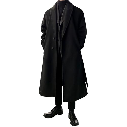 Maiyifu-GJ Men's Wool Blend Pea Coat Long Trench Coat Slim Fit