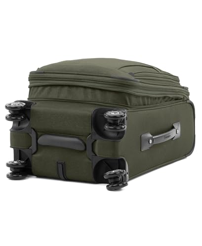 Image of Travelpro Platinum Elite Softside Expandable Luggage, 8 Wheel Spinner Suitcase, TSA Lock, Men and Women, Pilot Green, 2-Piece Set (21 /25)