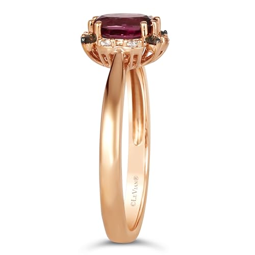LE VIAN 1 Carat Multi Stone Oval Halo Ring for Women in 14k Rose Gold I Rhodolite Garnet, White Sapphire, Smoky Quartz I Wedding Promise Anniversary Ring Size 73