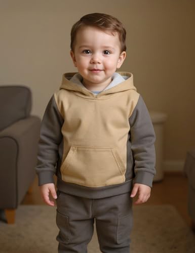 Baby Boy Clothes Color Block Hoodie Sweatshirt and Pants Toddler Boys Fall Winter Outfits Set 12 Months-4 Years4