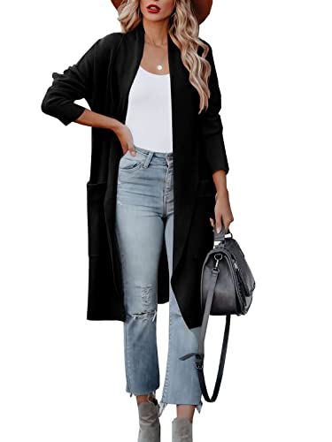 kinstell Women's Casual Long Sleeve Open Front Knit Draped Long Cardigan Jackets Sweater Coat with Pockets4