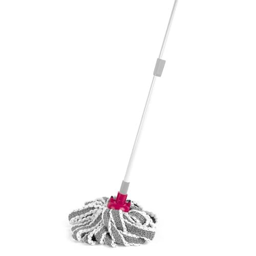 Image of Kleeneze KL069917FSFOB Super Absorbent Microfibre Mop - Hard Floor Cleaner, Extendable Handle up to 125 cm, Extra Head Included, Use Wet & Dry, for Home and Office