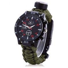 Outdoor Survival Bracelet Multi-Function Camping Safety Equipment Tools Rope Tactical Watch