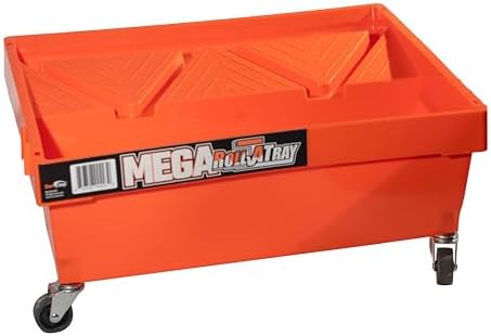 Orange, Zorr Corp, Mega Roll-A-Tray Rolling Paint Tray with Wheels (MRT-21)— Heavy-Duty 3 Gal Capacity, Portable Paint Roller, Spill Guard Lip, Includes casters, for Professional Painting, DIY, Home.