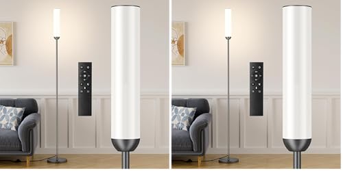 Image of Ambimall LED Floor Lamp with Remote Control, 65 inch Standing lamp with Stepless Adjustable 3000K-6500K Colors & 30-100% Brightness, Foot Switch(Deep Grey) (Pack of 2)