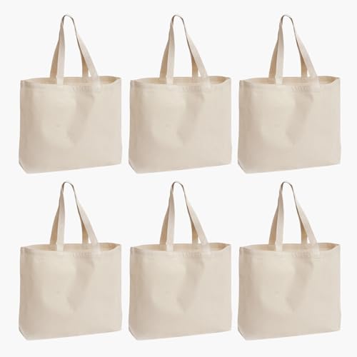 Mythosurge 6 Stück Baumwolltasche Jutebeutel Groß - Stoffbeutel Unbedruckt, Personalisierung Möglich – Bestickung oder Bemalung