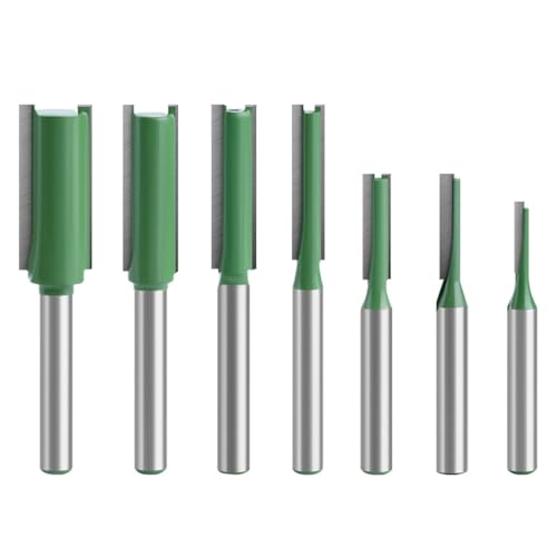 Hwtcjx 7 Piezas Juego de Fresas para Madera, Doble Flauta Fresa Recta con Vástago de 6 mm, Herramientas Carpinteria para Fresadora para Madera   3 4 5 6 8 10 12 mm de Diámetro de Corte