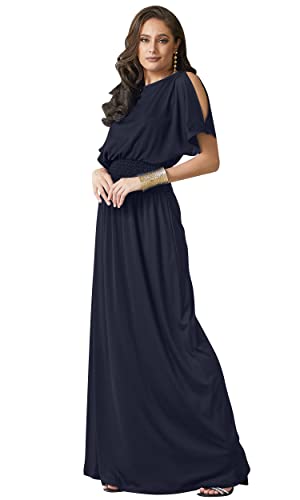 Image of KOH KOH Womens Split Sleeves Smocked Elegant Cocktail Long Maxi Dress
