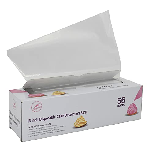 Keenpioneer Lot de 56 sacs à douille jetables, 41 x 24 cm, pour décorer des gâteaux, des biscuits, des gâteaux Transparent