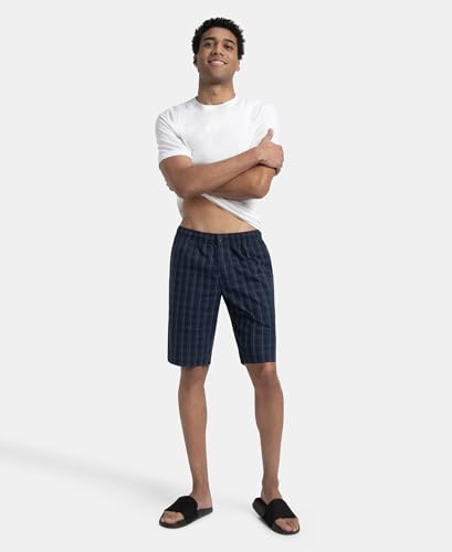 Image of Jockey 9005 Men's Super Combed Mercerized Cotton Woven Fabric Regular Fit Printed Bermuda with Side Pockets