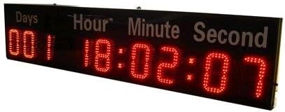 GOODRELIISH 6 pulgadas 9 dígitos LED temporizador cuenta atrásarriba reloj montado en la pared con días horas minutos segundos segundos color rojo