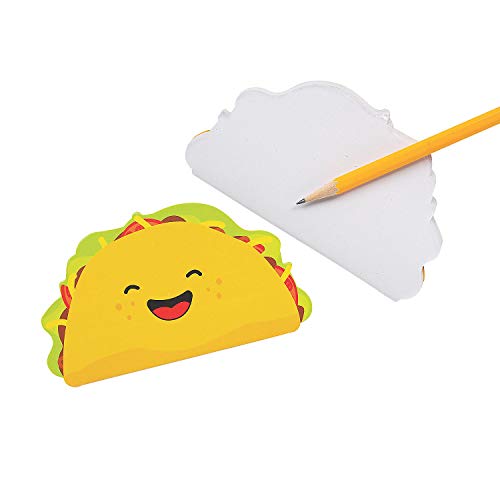 Fun Express Happy Taco Shaped Notepads - School, Taco and Cinco De Mayo Party Supplies - Multicolor (Set of 24)