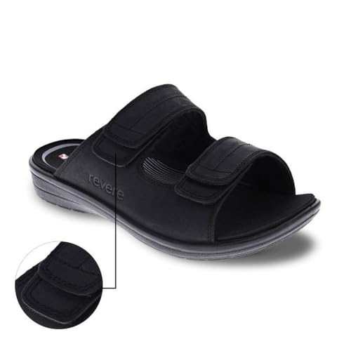 Revere Durban Men's Leather Sandals - Adjustable Two-Strap Design with Removable Comfort Footbed with Arch Support that allows Custom Orthotics4