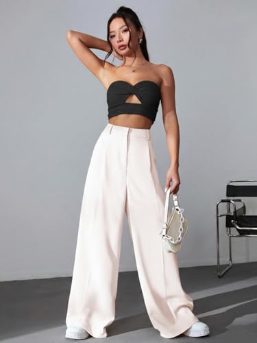 Image of GRECIILOOKS Women High Rise High Waist Trousers Flared Korean Style Formal Pants| Elegant Workwear for Office, College & Events (Available in Plus Size)