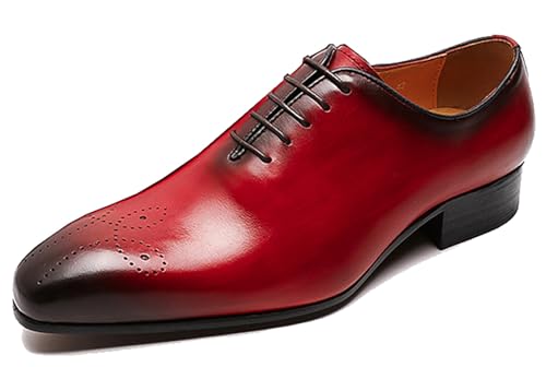 Image of Santimon Mens Oxfords Formal Dress Genuine Leather Handmade Derby Casual Brogues Oxfords Tuxedo Fashion Walking Shoes for Men
