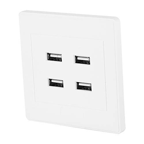 USB Wall Mounted Socket, 4 USB Ports Home Office Electric Wall Mounted