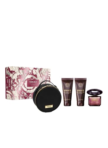 Versace Crystal Noir 4-Piece Gift Set for Women (3.0 Oz Eau De Parfum Spray + 3.4 Oz Body Lotion + 3.4 Oz Shower Gel + Bag)