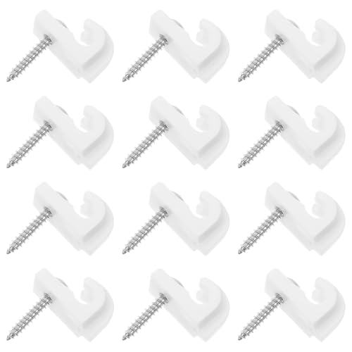 FIXOSHEE Lot de 12 Clips Muraux Blancs pour Étagère Métallique, Pince D'étagère Compacte pour Placard et Câble, Support Polyvalent pour Rangement et Fixation Murale, Utilisation Optimale