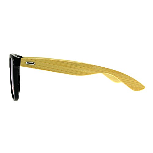 Real Bamboo Wood Temple Sunglasses Square Matted Black Frame Unisex4
