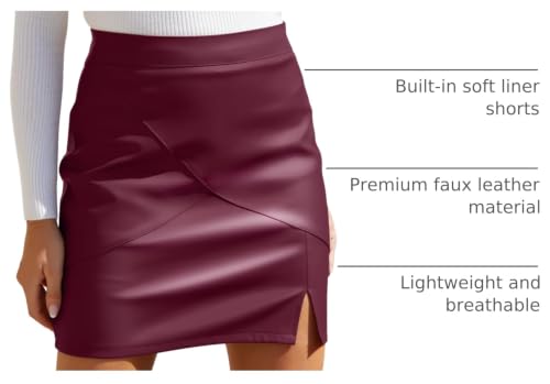 Image of We1Fit Womens Fuax Leather Skirt High Waisted Bodycon Pencil Mini Skirts with Shorts
