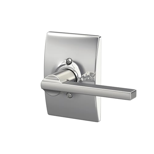 Image of SCHLAGE Latitude Non-Turning Dummy Door Handle, Reversible, Bright Chrome | Non-turning dummy lever door handle with no latch or lock, Decorative pull, One sided, Easy to install, Certified durability