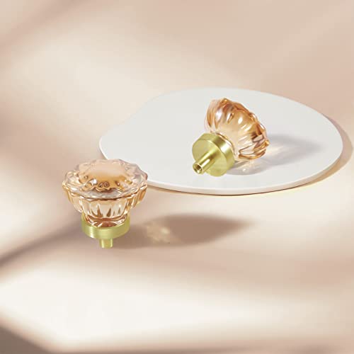 Shiny Handles Champagne Crystal Cabinet Knobs And Pulls 8 Pack,Glass Knobs For Dresser Drawers With Satin Brass/Brushed Gold Base #TOP6