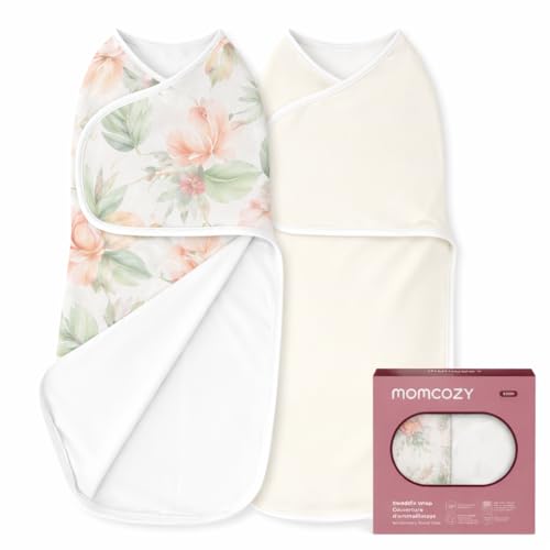 Image of Momcozy Swaddle for Newborns, Softness Upgrade Neutral Swaddle Blanket, Breathable Baby Infant Newborn Boys Girls Swaddling Receiving Blanket Wraps, 2 Pack, Tinny Flower