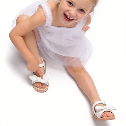 Image of THEE BRON Toddler Girls Sandals Wedding Flower Girl Dress Shoes Open Toe Flats