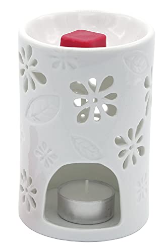 Candle-Brothers Teelicht Duftlampe für Dein Zuhause - NYL - Stilvolle Aroma Lampe im schönen Keramik Design mit Blumen-Muster für deinen Lieblingsduft - Duftlampe für Büro, Wohnzimmer, Schlafzimmer Cover