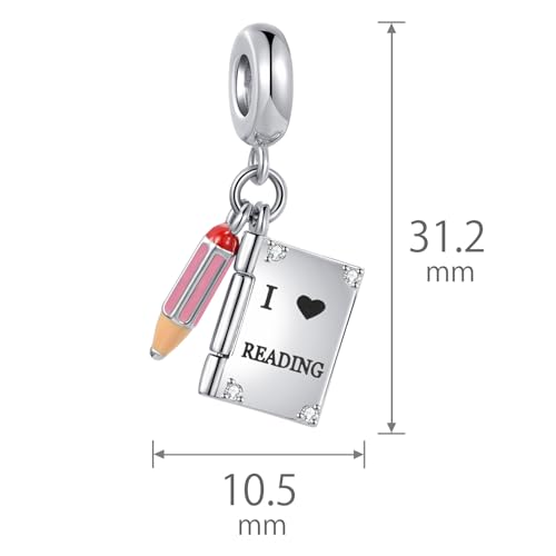 Openable Knowledge is Power I Love Reading Book Pencil Charm Compatible with Pandora Charms Bracelets Graduation Gift for Daughter Sister Granddaughter Birthday4