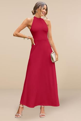 Image of STYLEWORD Women's Summer Floral Halter Maxi Dress Vacation Semi Formal 2026