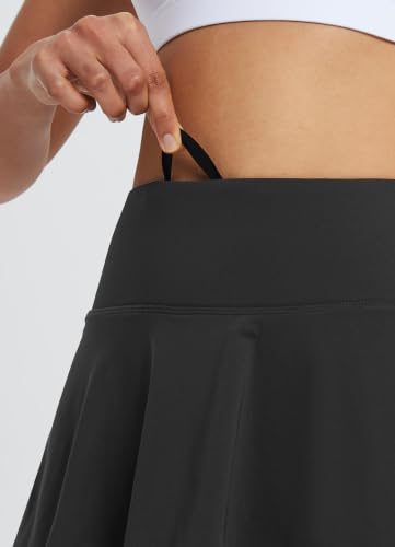 Image of BALEAF Women's Pleated Tennis Skirts Layered Ruffle Mini Skirts with Shorts for Running Workout