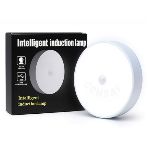 Image of ComSaf USB Rechargeable Motion Sensor LED Light for Home Indoor [Pack of 1] - Wireless Magnetic Stick On Night Light for Cabinet, Wardrobe, Closet, Kitchen, Bedroom, Stairs, Under Cabinet Lighting