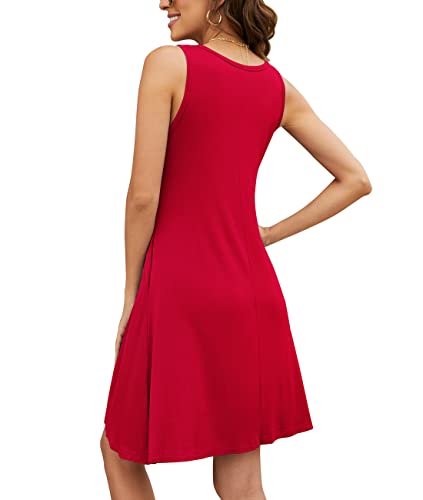 Image of Summer Dresses for Women Casual Sleeveless Swing Sundress with Pockets