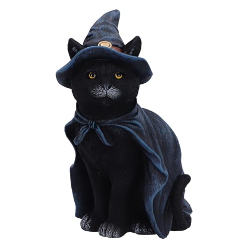 Nemesis Now Bewitching Witch Cat Figurine 18.5cm - Black Cat in Hat Resin Gothic Ornament