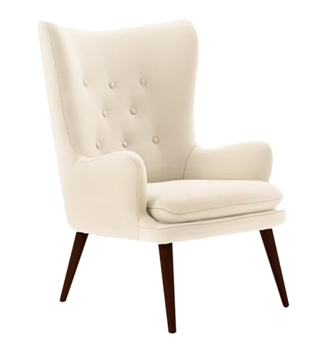 Image of Lakdi The Furniture Premium Wingback Accent Chair for Living Room with Upholstered Fabric, Tufted Back Rest & Soft Padded Seating | 5 Years Warranty | Free Assembly - 15185139