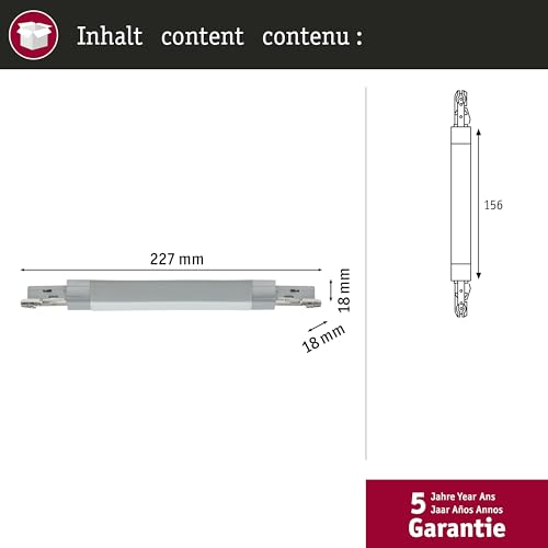 Paulmann 95325 Flex II URail Connector 227x18mm max. 1000W Chrome matt Rail System - Image 2