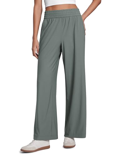 CRZ YOGA Pantalones de piernas Anchas de Ocio de Cintura Alta para Mujeres Sabio Gris 44