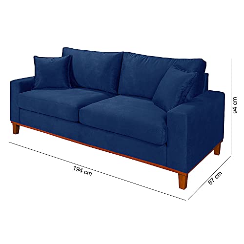 Sofá Living Istambul Em Suede Essencial Estofados (Azul Marinho)